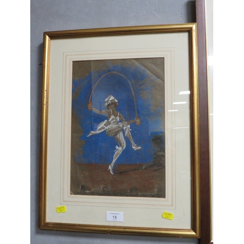 18 - A PASTEL OF A FIGURE DANCING ON STAGE