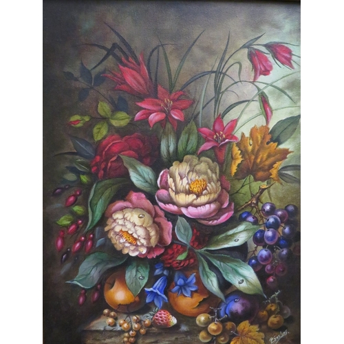 32 - P. GOSLING A FLORAL STILL LIFE OIL ON CANVAS