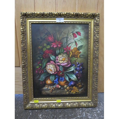 32 - P. GOSLING A FLORAL STILL LIFE OIL ON CANVAS