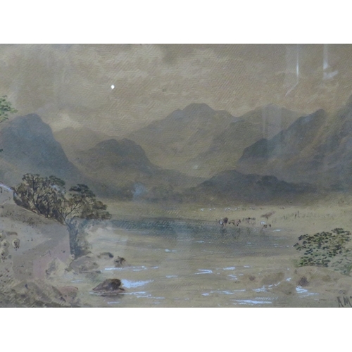 34 - A.M. ARTHUR A WATERCOLOUR DEPICTING A MOUNTAIN STREAM