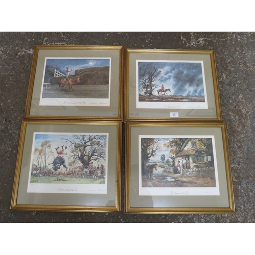 35 - A SET OF FOUR FRAMED AND GLAZED NORMAN THELWELL SIGNED PRINTS