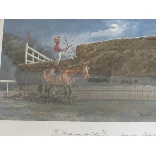 35 - A SET OF FOUR FRAMED AND GLAZED NORMAN THELWELL SIGNED PRINTS