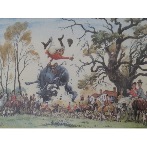 35 - A SET OF FOUR FRAMED AND GLAZED NORMAN THELWELL SIGNED PRINTS