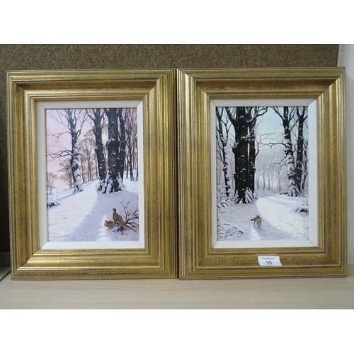 36 - G. WILLIAMS A PAIR OF OIL ON BOARD SNOW SCENES