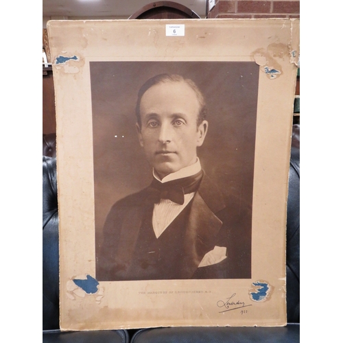 6 - A LARGE AUTOGRAPHED PHOTOGRAPH OF THE MARQUIS OF LONDONDERRY DATED 1922 53 CM X 68 CM