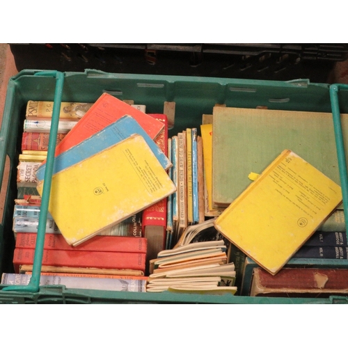 71 - TWO TRAYS OF ANTIQUE AND VINTAGE BOOKS, ANNUALS TO INCLUDE LADYBIRD EXAMPLES, P.G WOODHOUSE ETC