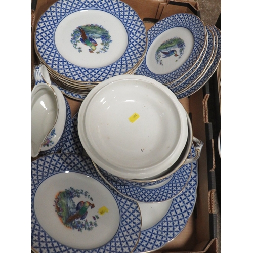 79 - TWO TRAYS OF ASSORTED CERAMICS TO INCLUDE SUSIE COOPER AND A TRAY  OF CORONA WARE CHANTILLY DINNER W... 