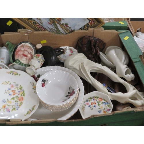 81 - THREE TRAYS OF ASSORTED CERAMICS TO INCLUDE AYNSLEY ETC