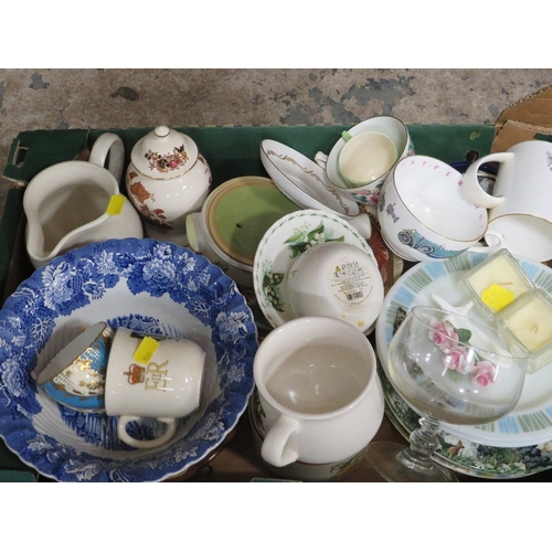 86 - FOUR TRAYS OF ASSORTED CERAMICS TO INCLUDE A PORTMEIRION BOWL