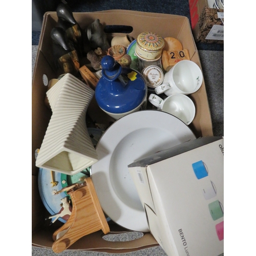 122 - THREE BOXES OF ASSORTED CHINA AND SUNDRIES TO INCLUDE  JUNO, ROYAL DOULTON ETC