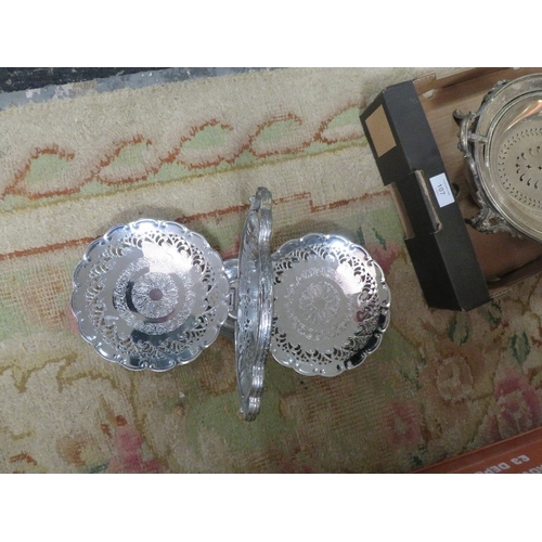 107 - A VINTAGE PLATED SERVING DISH TOGETHER WITH ANOTHER