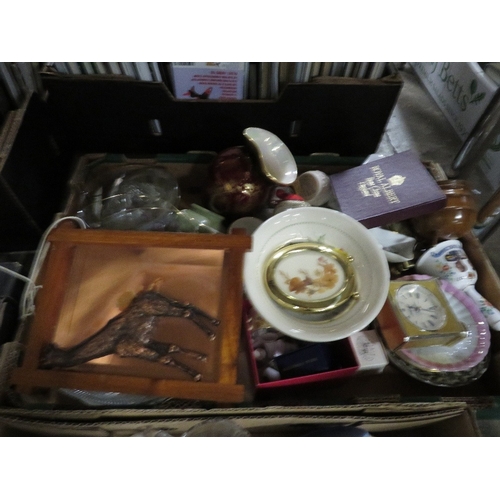 109 - THREE BOXES OF CHINA AND SUNDRIES TO INCLUDE ROYAL DOULTON