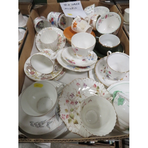 90 - TWO TRAYS OF ASSORTED TEA WARE TO INCLUDE COALPORT AND ROYAL ALBERT