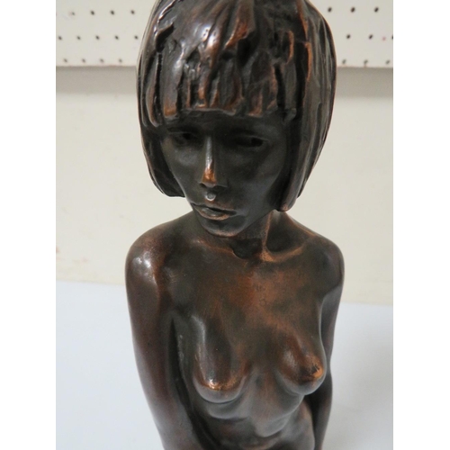 243 - A BRONZE EFFECT SEMI-NUDE FEMALE MODEL