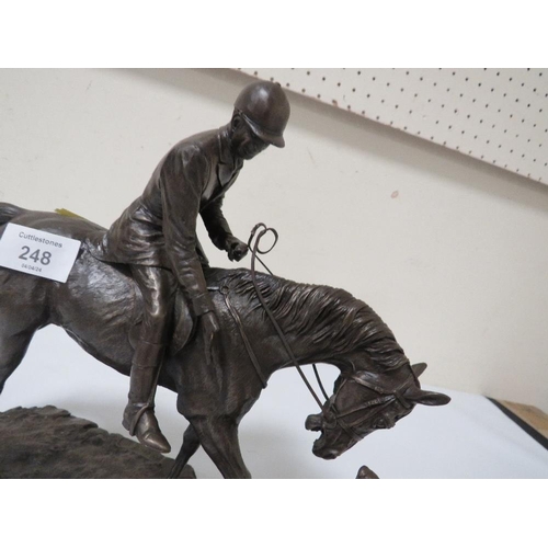 248 - TWO BRONZE EFFECT HORSE FIGURES A/F