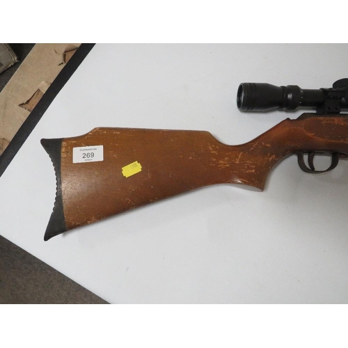 269 - A VINTAGE WEBLEY & SCOTT LIMITED BIRMINGHAM POINT 22 AIR RIFLE WITH LATER TELESCOPIC SIGHT