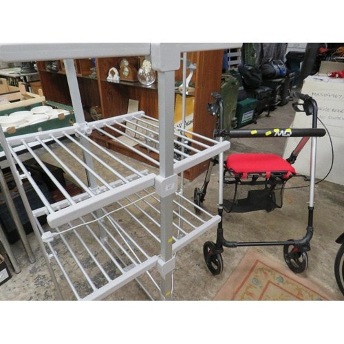 618 - A FOLD AWAY CLOTHES AIRER AND A FOUR WHEEL WALKER