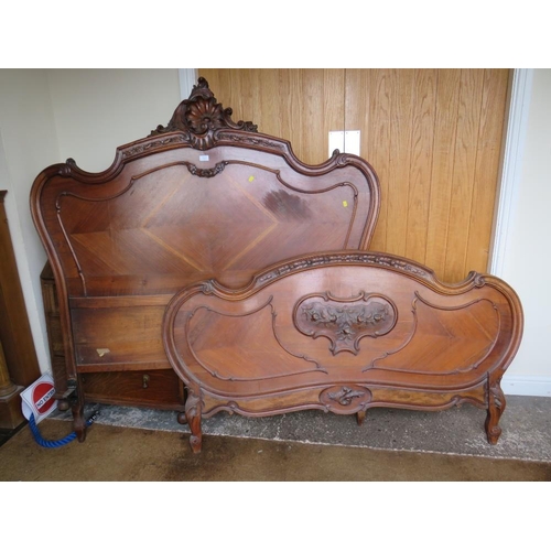 862 - AN ANTIQUE FRENCH DOUBLE BED W-153 CM ( NO IRONS )