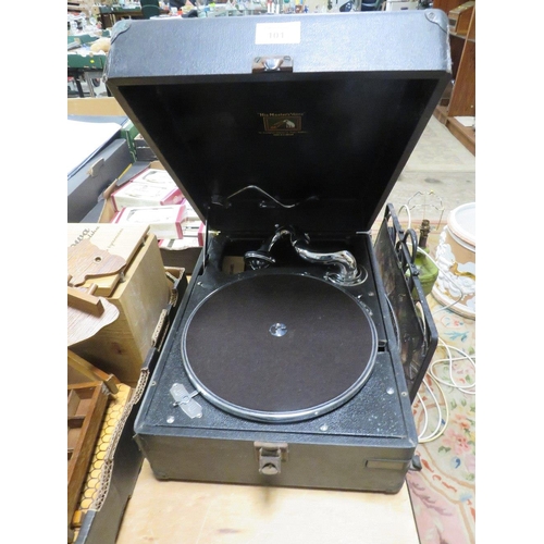 101 - A VINTAGE HMV WIND UP GRAMOPHONE