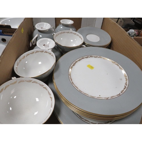 132 - TWO TRAYS OF TEA/DINNER WARE ETC