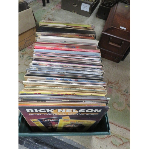 161 - THREE BOXES OF LP RECORDS TO INCLUDE ROGER MILLER, WILLIE NELSON ETC