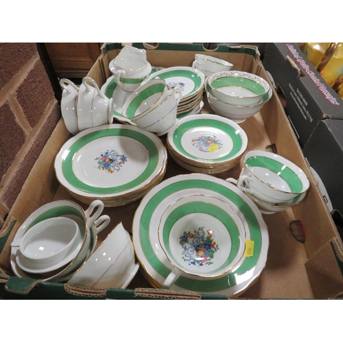 166 - THREE TRAYS OF ASSORTED CERAMICS TO INCLUDE A SMALL TRAY OF WEDGWOOD JASPER WARE