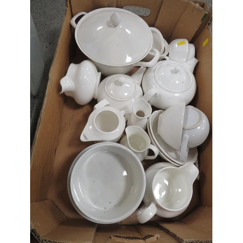 191 - TWO BOXES OF WHITE TABLEWARE