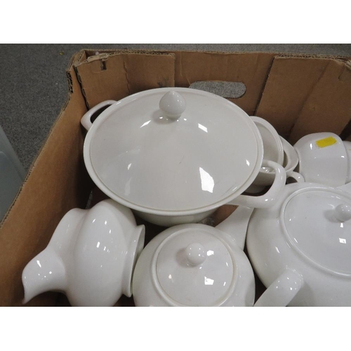 191 - TWO BOXES OF WHITE TABLEWARE