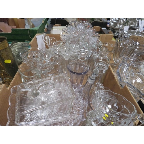 197 - THREE TRAYS OF CLEAR PRESSED GLASS