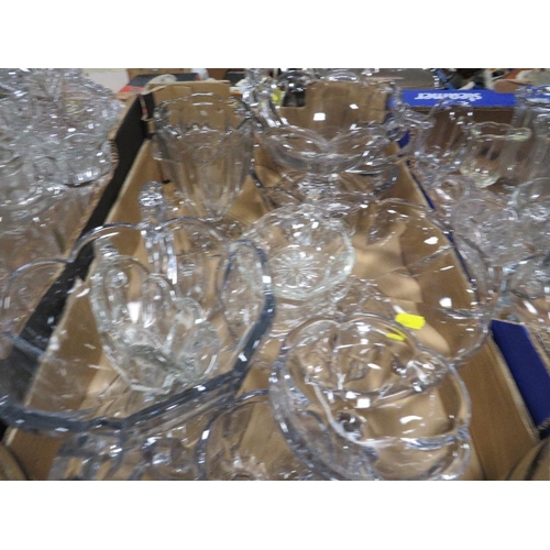 197 - THREE TRAYS OF CLEAR PRESSED GLASS