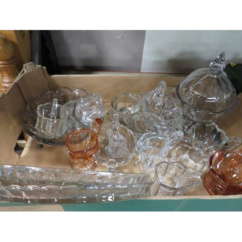 208 - THREE TRAYS OF CLEAR PRESSED GLASS