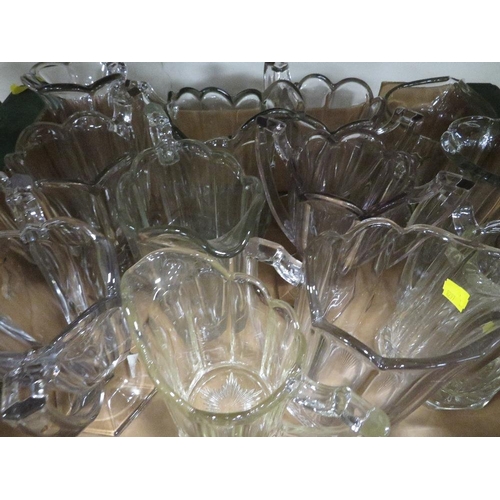 208 - THREE TRAYS OF CLEAR PRESSED GLASS