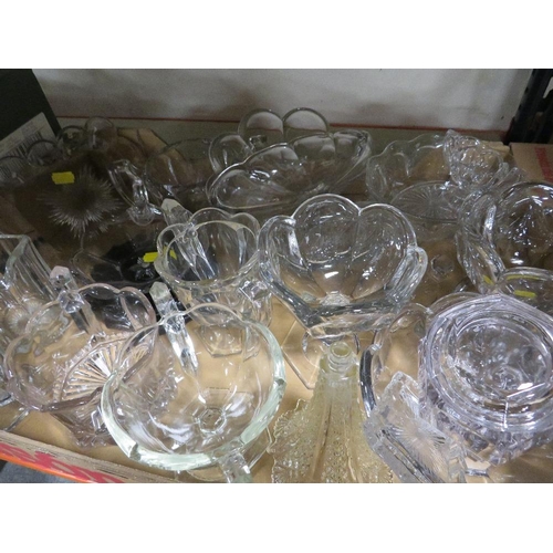 208 - THREE TRAYS OF CLEAR PRESSED GLASS