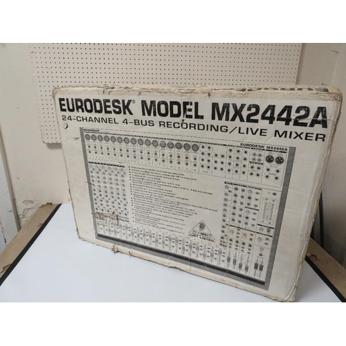 222 - A EURO DESK MODEL MX2442A 24 CHANNEL 4 -BUS RECORDING/LIVE MIXER BY BEHRINGER