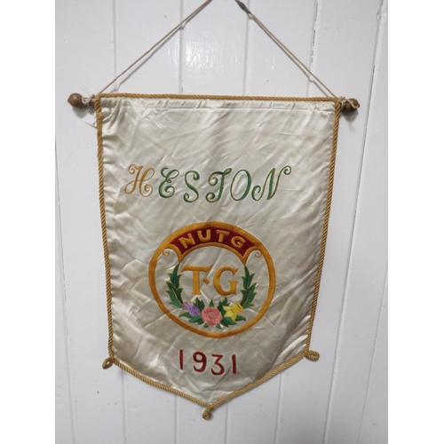 232 - A VINTAGE SILK PENNANT FOR THE HESTON N.U.T.G 1931