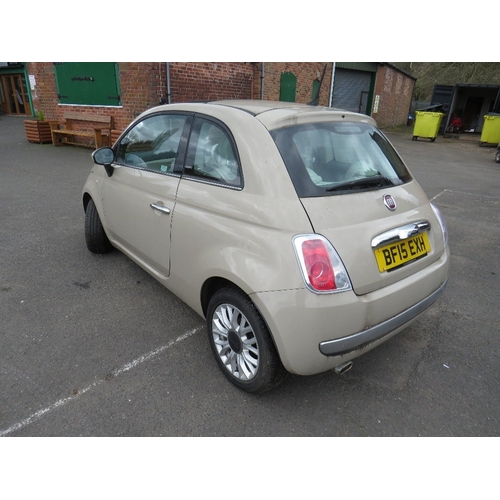 600 - A 2015 BEIGE FIAT 500, 1.2 PETROL 'BF15 EXH' - SORN - LAST MOT EXPIRED MARCH 2022 - ARRIVED ON A LOW... 