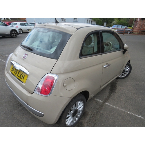 600 - A 2015 BEIGE FIAT 500, 1.2 PETROL 'BF15 EXH' - SORN - LAST MOT EXPIRED MARCH 2022 - ARRIVED ON A LOW... 