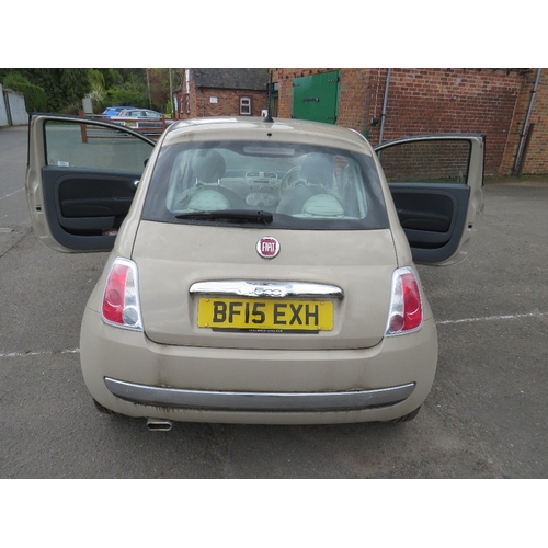 600 - A 2015 BEIGE FIAT 500, 1.2 PETROL 'BF15 EXH' - SORN - LAST MOT EXPIRED MARCH 2022 - ARRIVED ON A LOW... 