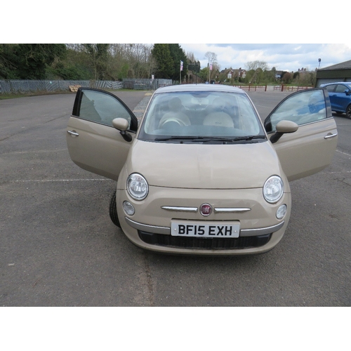 600 - A 2015 BEIGE FIAT 500, 1.2 PETROL 'BF15 EXH' - SORN - LAST MOT EXPIRED MARCH 2022 - ARRIVED ON A LOW... 