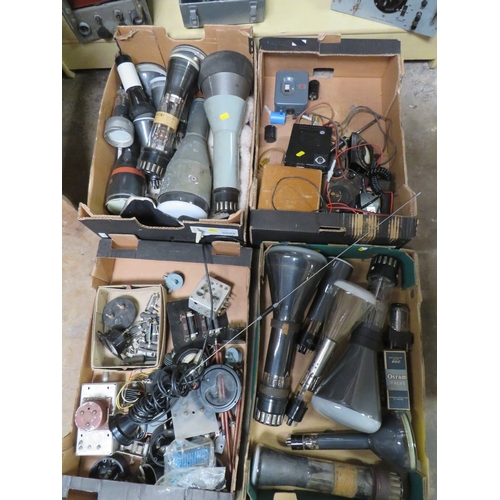 640 - A LARGE ASSORTMENT OF OLD RADIO PARTS AND TESTING EQUIPMENT