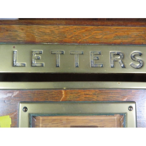 307 - A VINTAGE OAK BRASS MOUNTED LETTER BOX