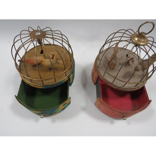 344 - TWO NOVELTY AUTOMATON MODELS BIRD CAGES