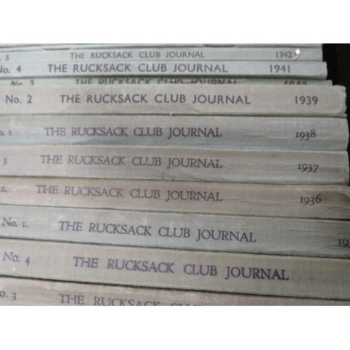 401 - MOUNTAINEERING INTEREST BOOKS, THE SONGS OF THE MOUNTAINEERS AND A RUN OF 26 'THE RUCKSACK CLUB JOUR... 