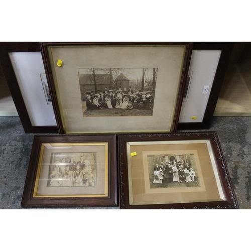 16 - A FRAMED TRIPTYCH OF VENETIAN HOUSES TOGETHER WITH A COLLECTION OF FRAMED VICTORIAN PHOTOGRAPHS (7)