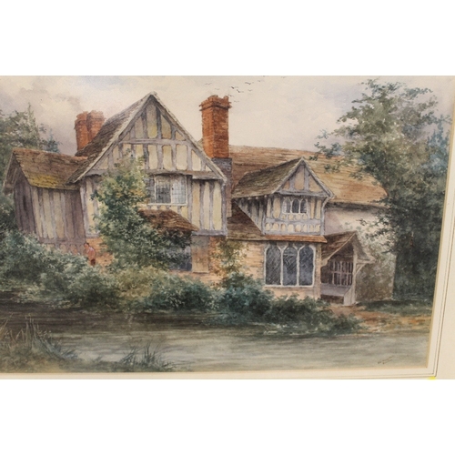 19 - THREE GILT FRAMED SIGNED WATERCOLOURS DEPICTING HOUSES (3)