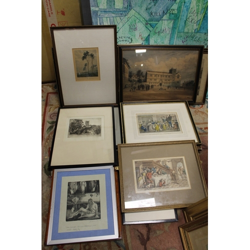 21 - A COLLECTION OF ASSORTED ETCHINGS, AQUATINTS, PRINTS ETC (APPROX 15)