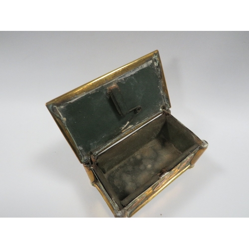 359 - A WWI TRENCH ART BOX FEATURING'S COINS OF VICTORIAN EDWARD VII AND GEORGE V PLUS THE QUEENS ROYAL WE... 