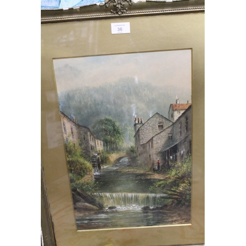 36 - ALBERT MILTON DRINKWATER (1862-1923). Cumbrian scene with figure by water mill 'Old Mill, Ambleside'... 