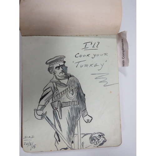 382 - AN EDWARDIAN AUTOGRAPH BOOK WITH DRAWINGS AND PAINTINGS AND A SMALL AUTOGRAPH BOOK WITH VARIOUS CLAS... 