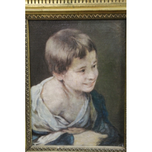 39 - A SMALL FRAMED OIL ON BOARD DEPICTING A YOUNG BOY